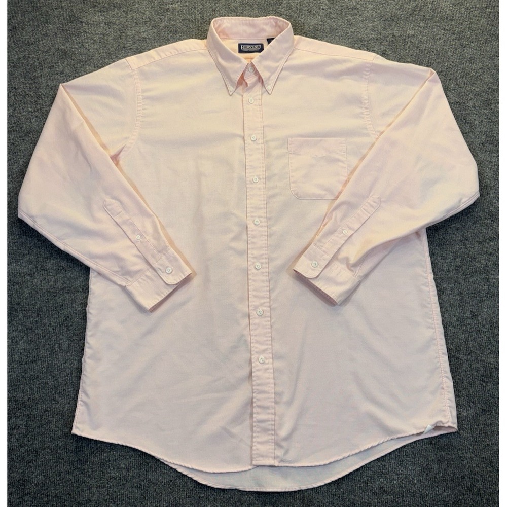 Lands End Oxford Shirt Men's Size 17.5 38 Tall Pink Button Down Made in USA